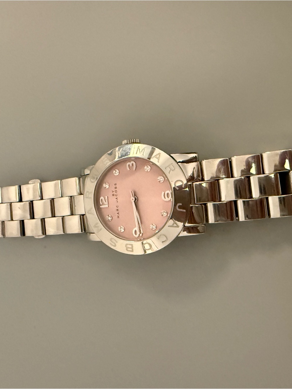 Marc Jacobs Silver Bracelet Watch with Pink Dial
